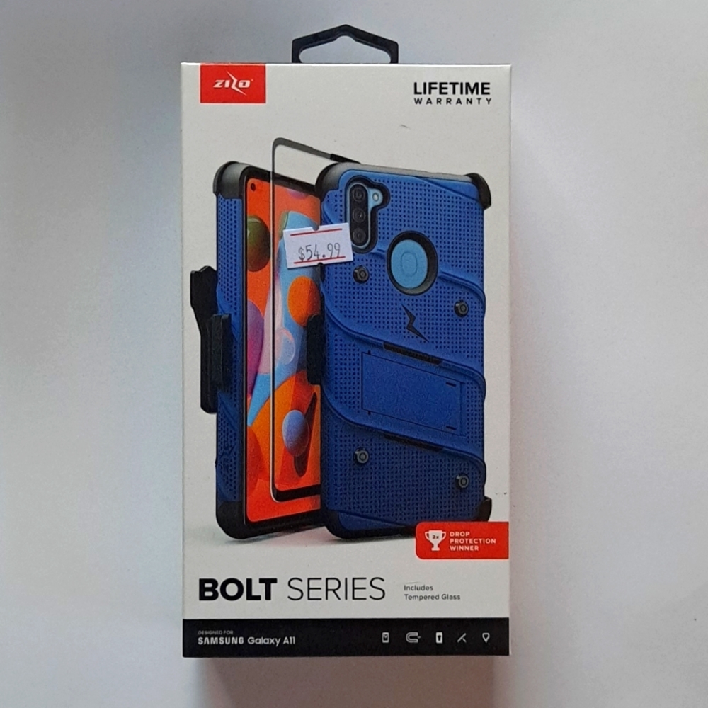 Samsung Galaxy A11 Bolt Case, Electro Case and Tempered Glass Bundle